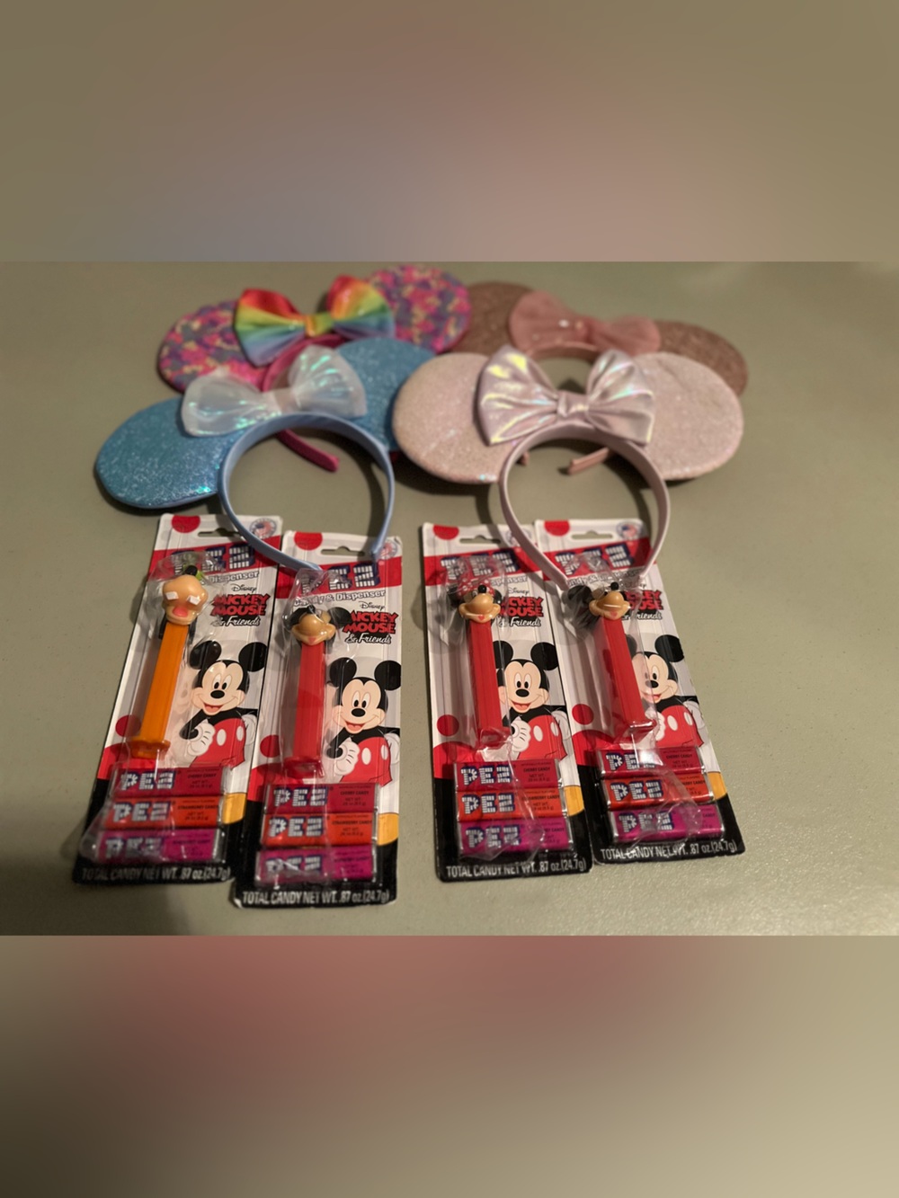 NEW Bundle Minnie Mickey Mouse Four Collectible PEZ plus Four Headbands